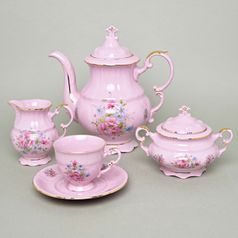 Coffee set for 6 pers., Leander, rose china