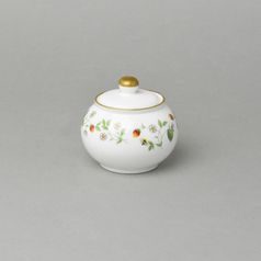 Anglická jahodová zahrada: Cukřenka 150 ml, anglický kostní porcelán Roy Kirkham