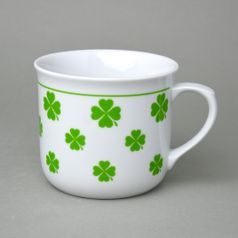 Hrnek Vařák 650 ml, zelený čtyřlístek, Český porcelán a.s.