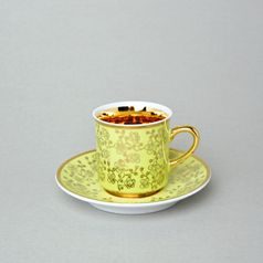 Šálek 100 ml mocca a podšálek 11,5 cm Sabina, vnitřní zlacení, světle zelený, Leander Loučky