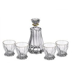 Crystal Whiskey set Plantica 6+1, Golden Rim, Aurum Crystal