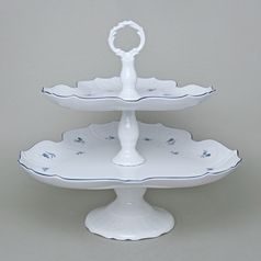 2-Compartment Dish with triangular bowls, v. 35 cm, Thun 1794 Carlsbad Porcelain, BERNADOTTE blue flower