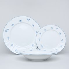 Plate set for 6 persons, Thun 1794 Carlsbad porcelain, BERNADOTTE blue flower