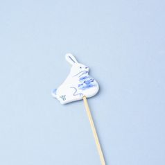 Easter decoration Bunny w/egg on skewer , 5,6 x 5,1 cm, Original Blue Onion Pattern