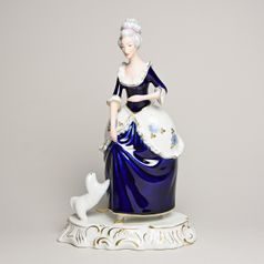 Lady with dog 15 x 10 x 23,5 cm, Isis, Porcelain Figures Duchcov