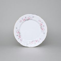 Gold line: Plate dessert 19 cm, Thun 1794 Carlsbad porcelain, BERNADOTTE roses