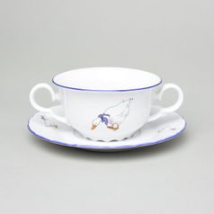 Cup 190 ml + saucer 17 cm for small soup, Ophelie goose, Thun 1794 Nová Role