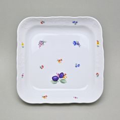 Mísa čtyřhranná hluboká 25 cm J, Thun 1794, karlovarský porcelán, BERNADOTTE drobné ovoce a kvítí