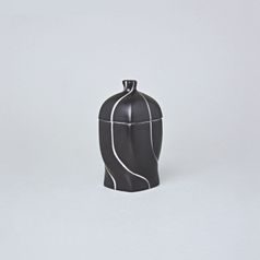 Jar Jona 12 x 6 x 6 cm, Black + Platinum, Royal Dux Bohemia