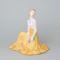 Lady sitting with roses 18 x 23 x 20 cm, Bronz, Porcelain Figures Duchcov