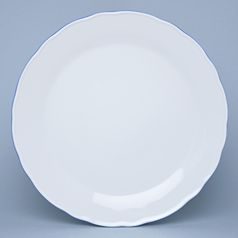 Mísa mělká kulatá 30 cm (klubový talíř), bílý porcelán s modrou linkou, Český porcelán a.s.