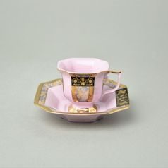 Šálek 80 ml a podšálek mocca, Empír 568, Růžový porcelán z Chodova