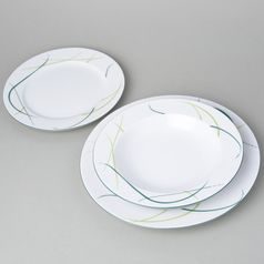 Plate set for 6 pers. LARGE, Thun 1794, karlovarský porcelán, OPÁL grass