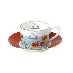 Blenheim Palace - Indian Room: Cup 200 ml and saucer breakfast (Coral), English Fine Bone China, Roy Kirkham