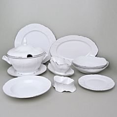 Dining set for 6 persons, Thun 1794 Carlsbad porcelain, BERNADOTTE frost, Platinum line