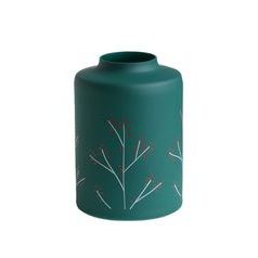 Glass green vase 18 cm Holly and Mistletoe, Glassor