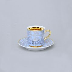 Šálek 100 ml mocca a podšálek 11,5 cm Sabina, vnitřní zlacení, světle modrý, Leander Loučky