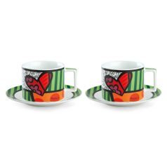 Set 2 Cappuccino Cups with saucers Britto Heart 220 ml, porcelain, EGAN