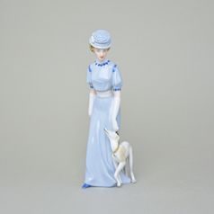Lady with Greyhound 7,5 x 9 x 24 cm, Luxor, Porcelain Figures Duchcov