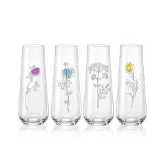 Sklenička na šampaňské / prosecco 250 ml bez nožky, 4 ks., luční kvítí, Bohemia Crystalex