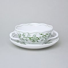 Cup and saucer soup 250 ml / 17,5 cm, Green Onion Pattern, Cesky porcelan a.s.