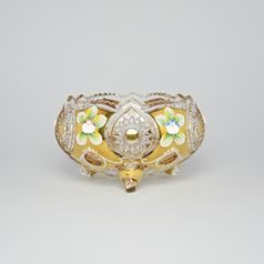 Cut Crystal Vase, Hand-decorated, 165 mm, Gold + Enamel, Jahami Bohemia