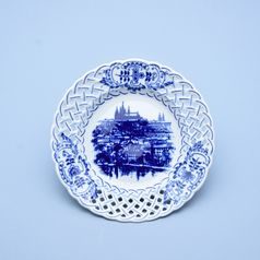 Wall plate perforated / Praha 18 cm, Original Blue Onion Pattern