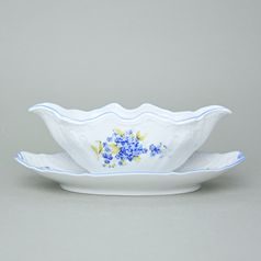 Omáčník s podstavcem 0,5 l, Thun 1794, karlovarský porcelán, BERNADOTTE pomněnka