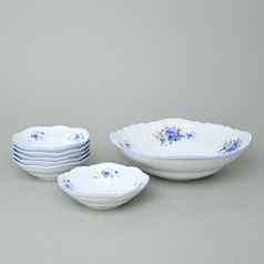 Compot set for 6 persons, Thun 1794 Carlsbad porcelain, BERNADOTTE Forget-me-not-flower