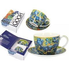 Šálek 250 ml + podšálek 150 mm, Vincent van Gogh, Kosatce, porcelán Carmani