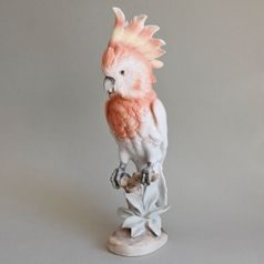 Papoušek Kakadu, 15 x 12 x 39 cm, Pastel, Porcelánové figurky Duchcov