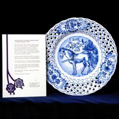Annual plate 2015, wall, perforated, 18 cm, Original Blue Onion Pattern