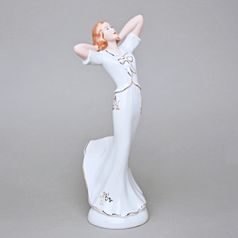 Dívka 13,5 x 11 x 29 cm, Bílá + zlato, Porcelánové figurky Duchcov