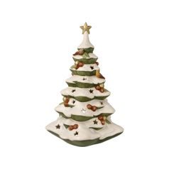 Figurka Vánoční strom ve vesnici 12,5 / 13 / 19,5 cm, kamenina, Goebel