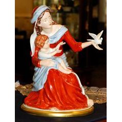 Madona with baby 21 x 23 x 34 cm, Porcelain Figures Duchcov