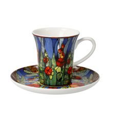 Espresso cup 100 ml + saucer 12 cm, Dragonflies, fine bone china, L.C.Tiffany, Goebel