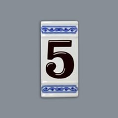 House number "5" - porcelain 8 x 55 x 110 mm