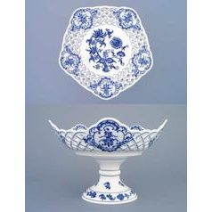 Dish pentagonal perforated with stand 24 cm, Original Blue Onion Pattern, QII
