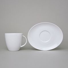 Saucer 140 x 114 mm, Thun 1794, karlovarský porcelán, Loos white