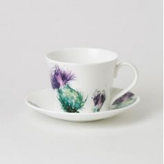 Thistle: Breakfast Cup 420 ml and Saucer 17 cm, Roy Kirkham fine bone china