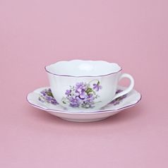 Cup and saucer mirror C/1 plus ZC1 0,20 l / 15,5 cm for tea, Violet, Cesky porcelan a.s.
