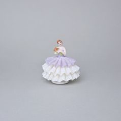 Panenka s krajkovou sukní, 1 - Fialová, CHYBÍ KOUSEK SUKNĚ, 8 x 8 x 9 cm, figurky Duchcov
