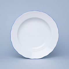 Talíř hluboký 21 cm, bílý porcelán s modrou linkou, Český porcelán a.s.