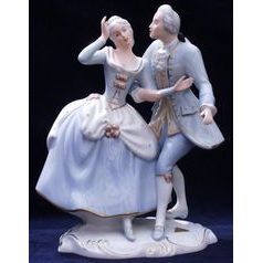 Couple rococo 17,5 x 10,5 x 22 cm, Porcelain Figures Duchcov