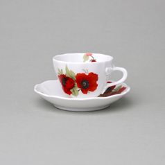 Šálek a podšálek A + A 0,08 l / 11 cm mokka (presso), vlčí máky, Český porcelán a.s.