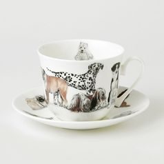 Dogs: Cup 420 ml and saucer breakfast, English Fine Bone China, Roy Kirkham