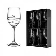 Soho City - Set of 6 White Wine Glasses 240 ml, Swarovski Crystals