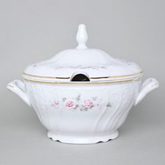 Gold line: Soup tureen 2,5, Thun 1794 Carlsbad porcelain, BERNADOTTE roses