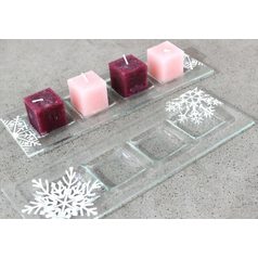 Advent Glass candlestick rectangular, Snowflake, 31,5 x 11 cm, BDK - Glass