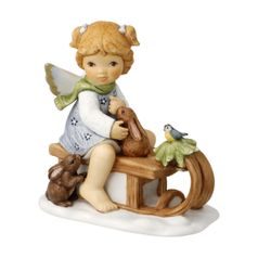 Angel Joyful Sleigh Ride 9.5 / 5.5 / 9.5cm, biscuit china, Nina & Marco, Goebel